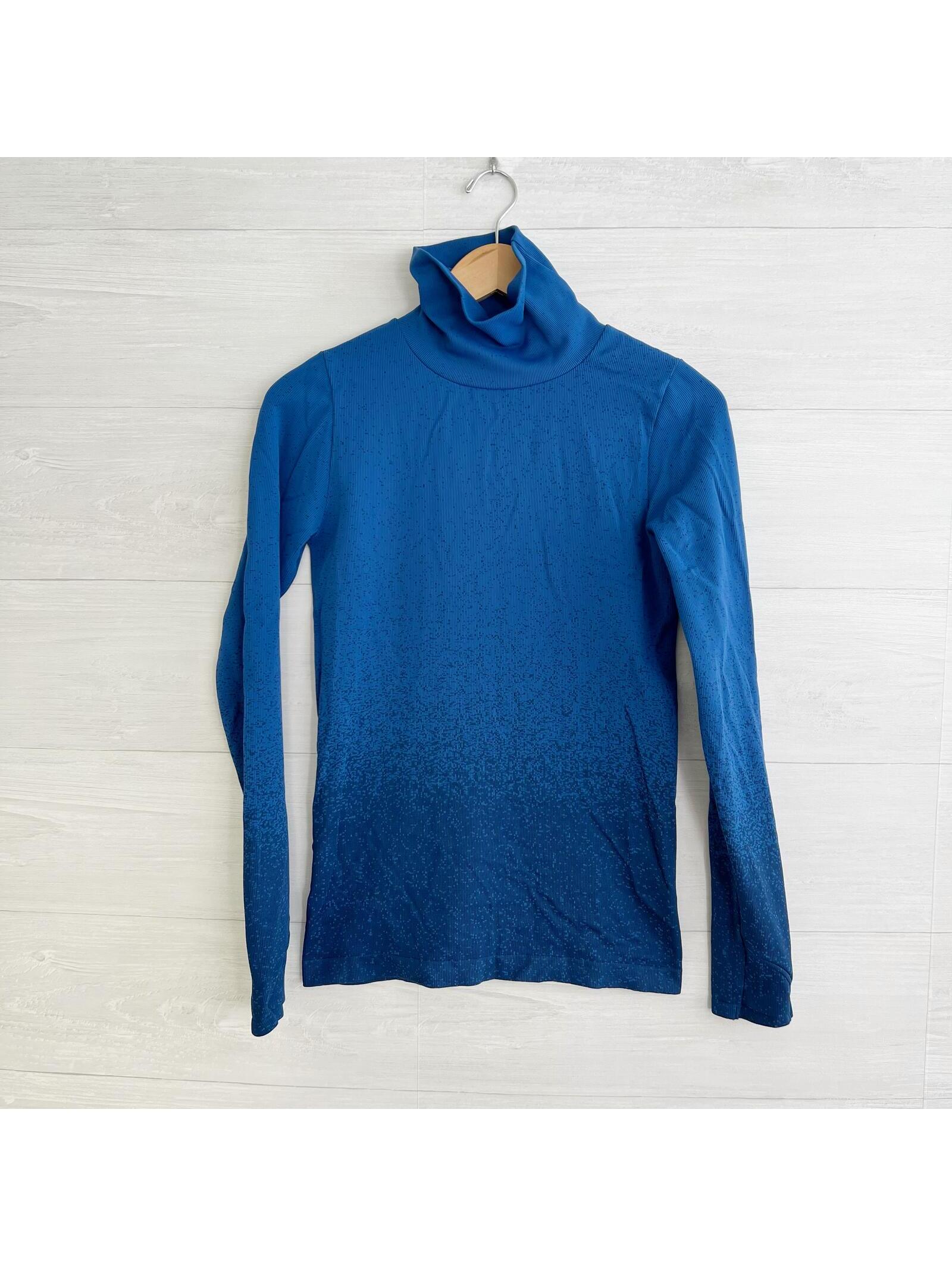 Athleta - Flurry Blue Ribbed Ombre Turtleneck Top, M